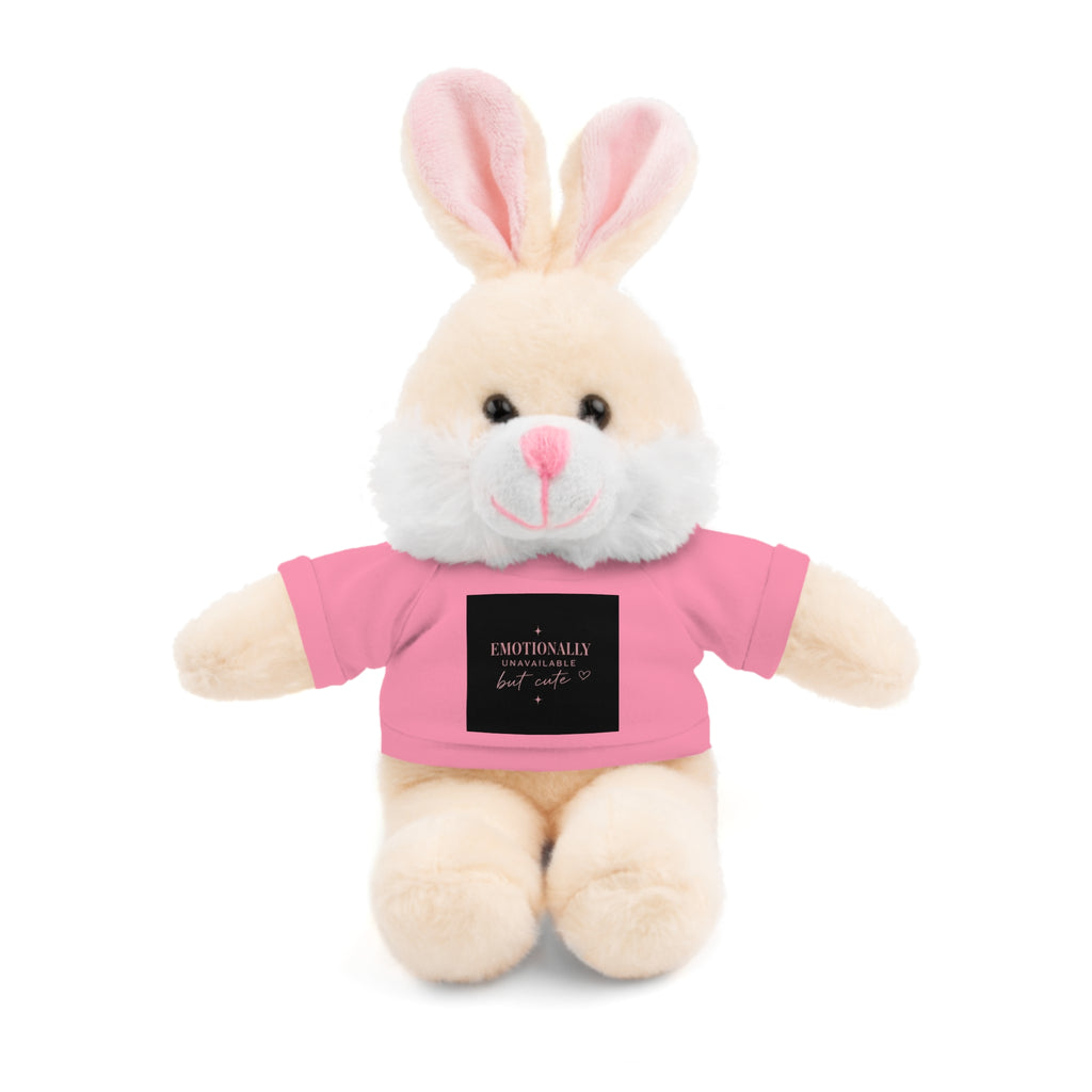 Plush Bunny with 'Emotionally Unavailable But Cute' Tee