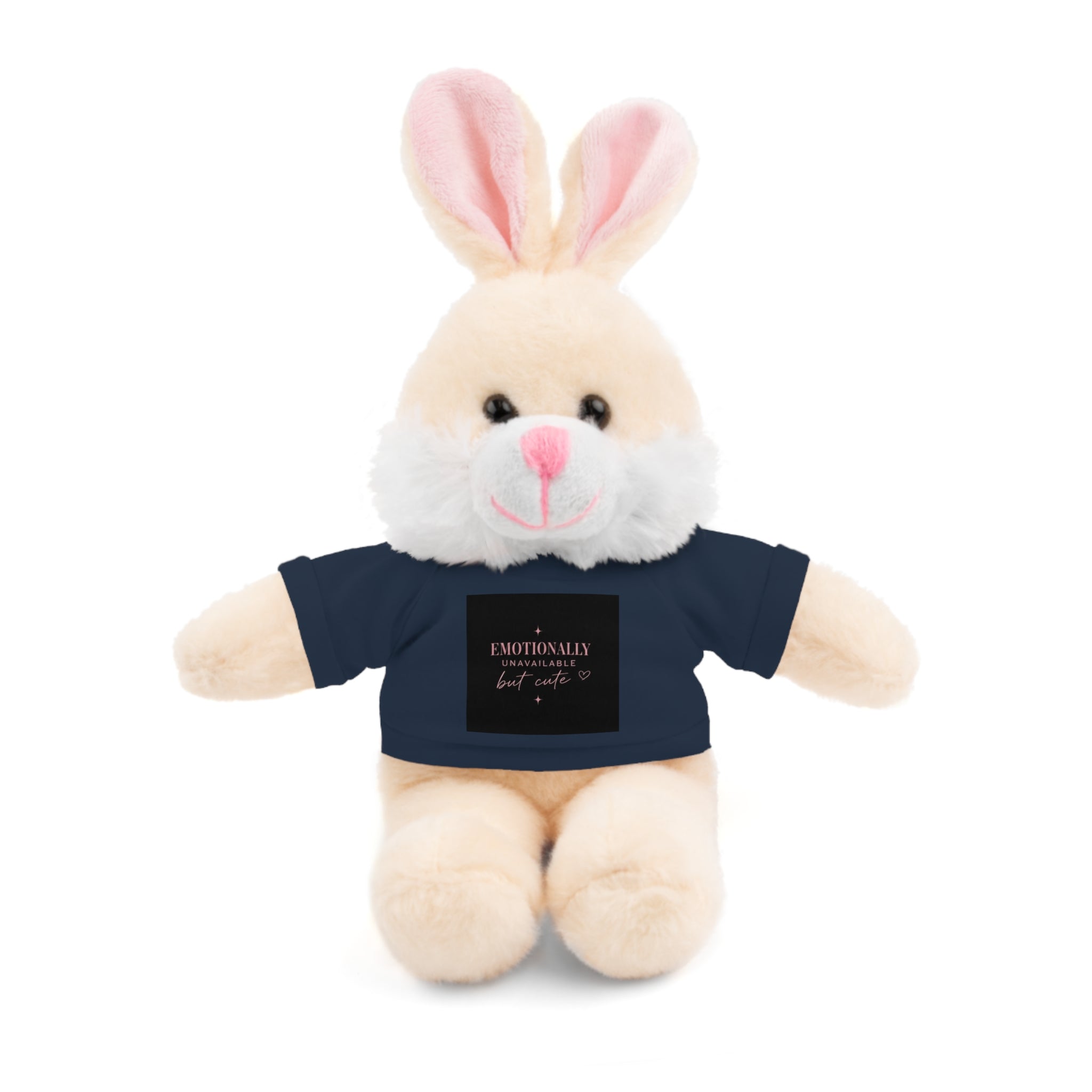 Plush Bunny with 'Emotionally Unavailable But Cute' Tee