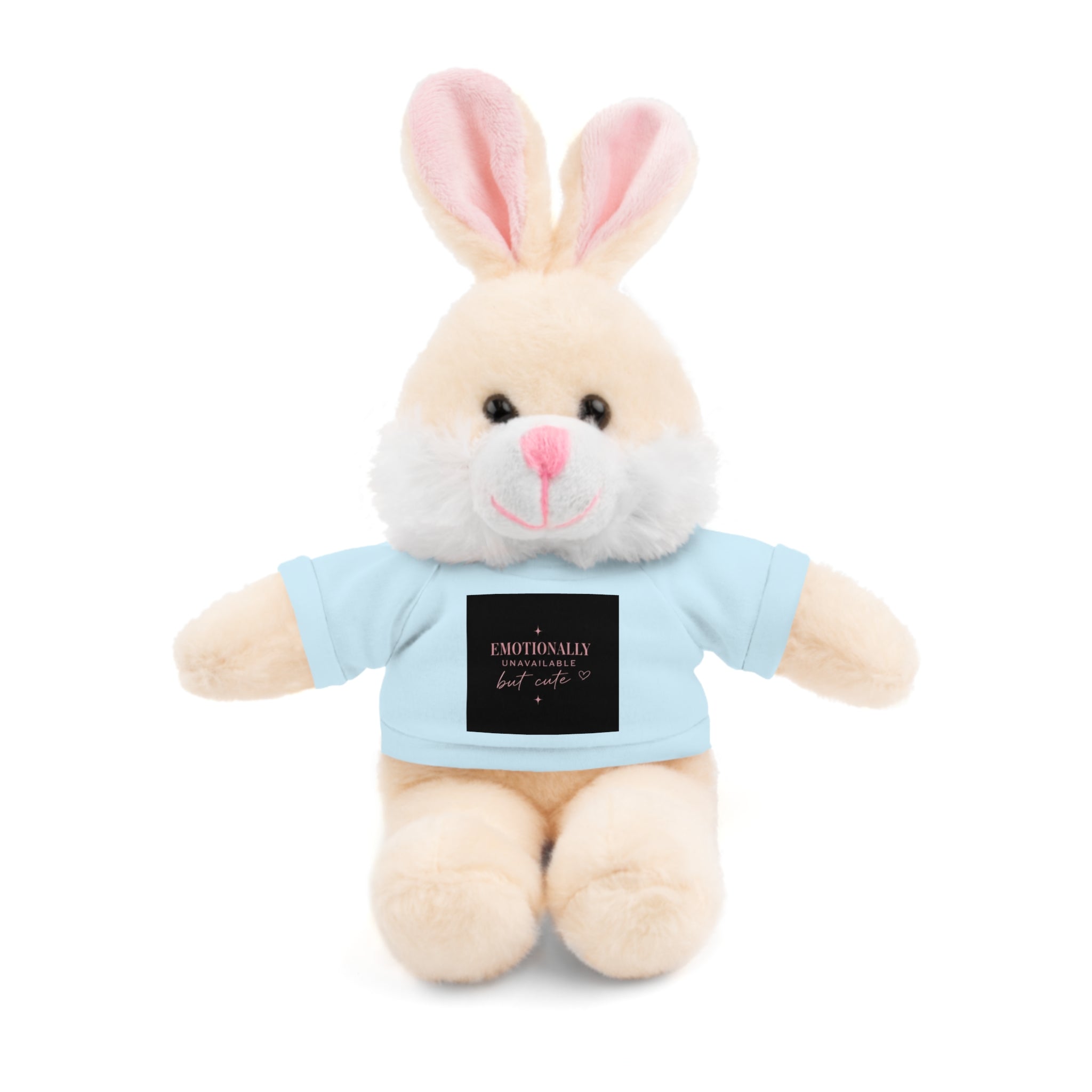 Plush Bunny with 'Emotionally Unavailable But Cute' Tee